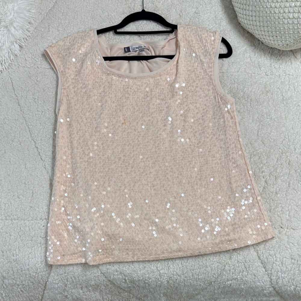 Jennifer Lopez Sequin Blouse in Cream